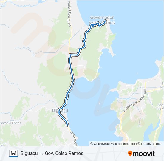 Mapa da linha 54600 GOVERNADOR CELSO RAMOS / BIGUAÇU de ônibus