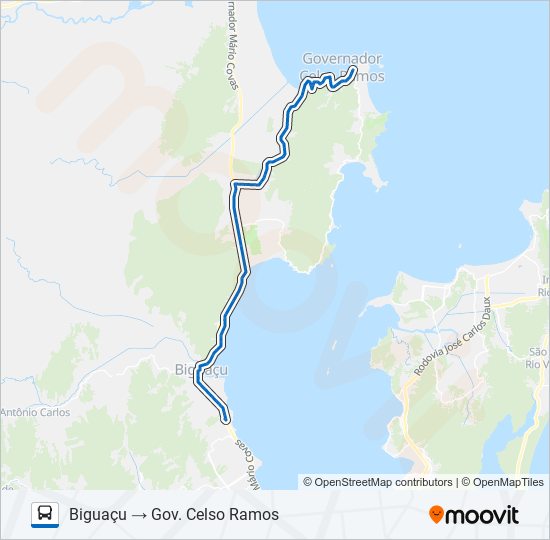 Mapa da linha 54600 GOVERNADOR CELSO RAMOS / BIGUAÇU de ônibus