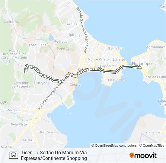 Mapa da linha 554 SERTÃO DO MARUIM de ônibus