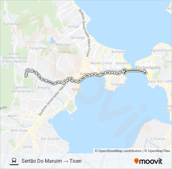 Mapa da linha 554 SERTÃO DO MARUIM de ônibus