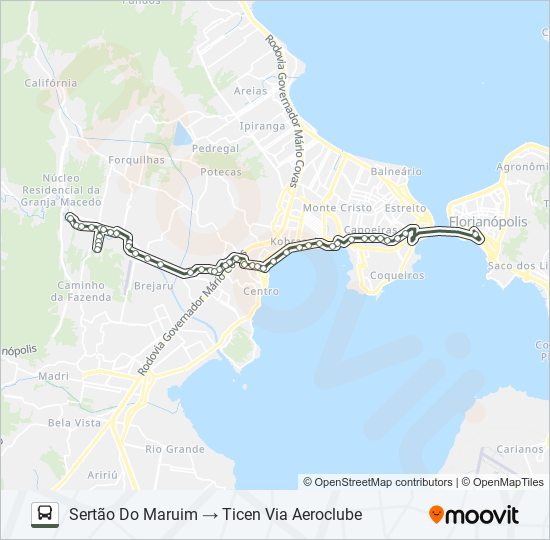 Mapa da linha 554 SERTÃO DO MARUIM de ônibus