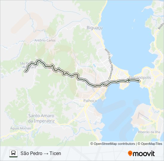 Mapa da linha 177 SÃO PEDRO DE ALCÂNTARA de ônibus