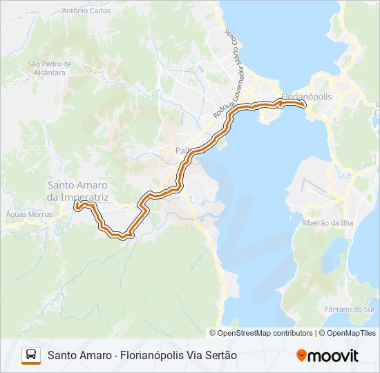 Mapa da linha 67 SANTO AMARO DA IMPERATRIZ de ônibus