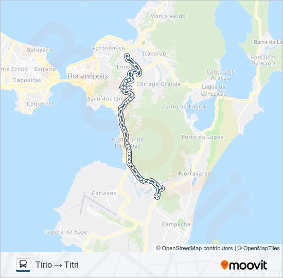 Mapa de 847 TIRIO - TITRI VIA UFSC de autobús