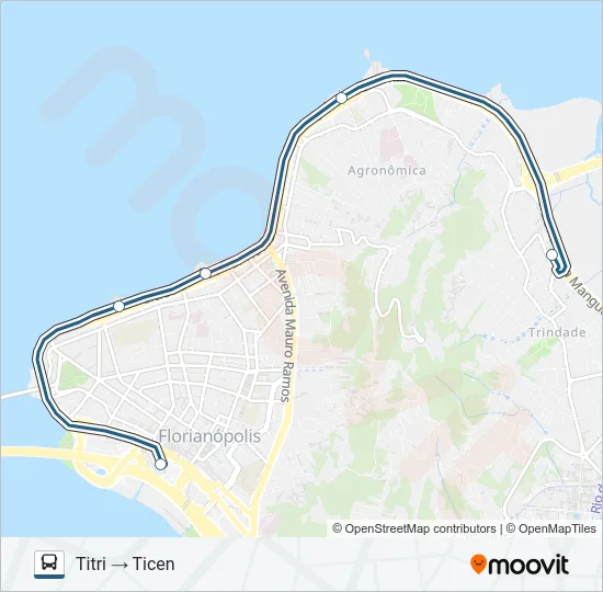 134 TITRI - TICEN VIA BEIRA MAR Bus Line Map