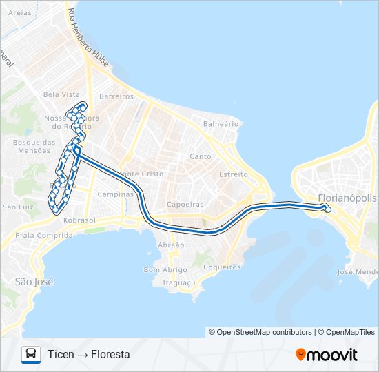 Mapa da linha 66900 FLORESTA VIA EXPRESSA de ônibus