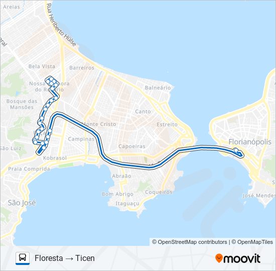 Mapa da linha 66900 FLORESTA VIA EXPRESSA de ônibus