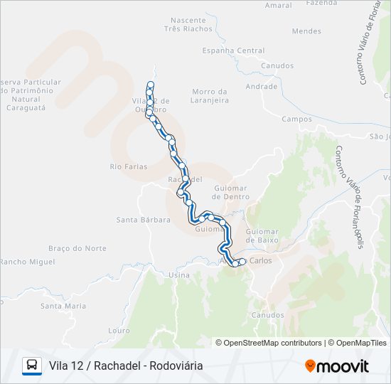 Mapa da linha 910000 RACHADEL / ANTÔNIO CARLOS de ônibus
