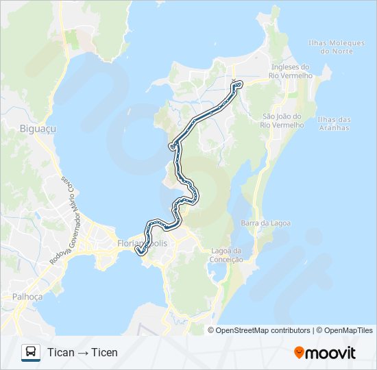 Mapa da linha 301 MADRUGADÃO NORTE / SANTO ANTÔNIO / TICAN de ônibus