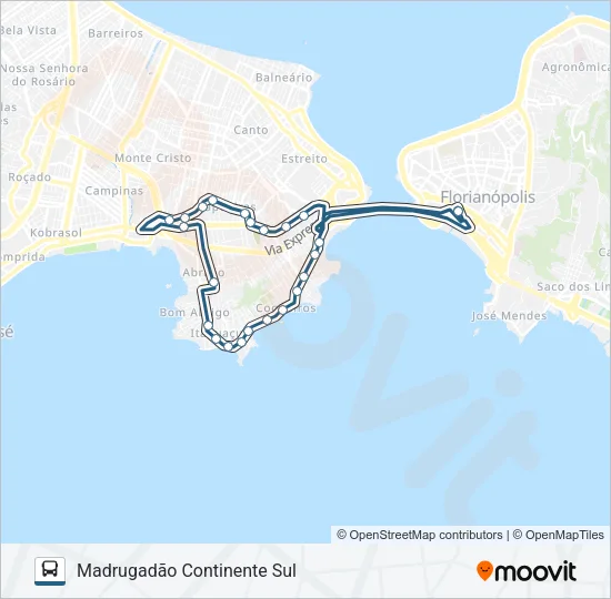 604 MADRUGADÃO CONTINENTE SUL Bus Line Map