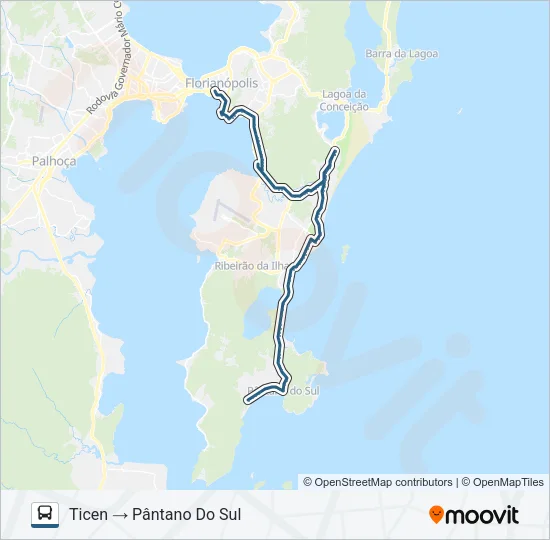 500 MADRUGADÃO SUL / PÂNTANO DO SUL Bus Line Map
