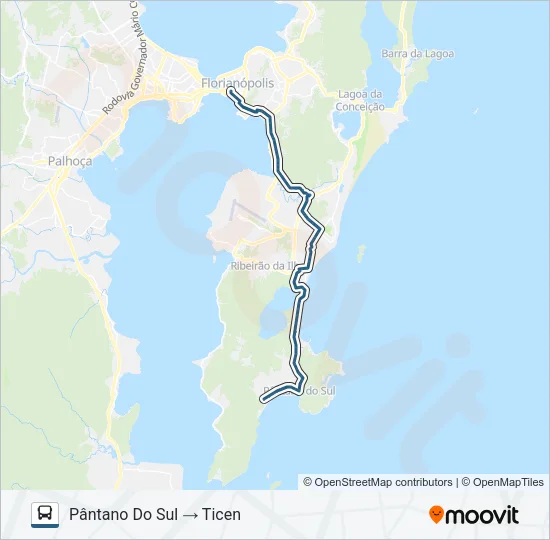 500 MADRUGADÃO SUL / PÂNTANO DO SUL Bus Line Map