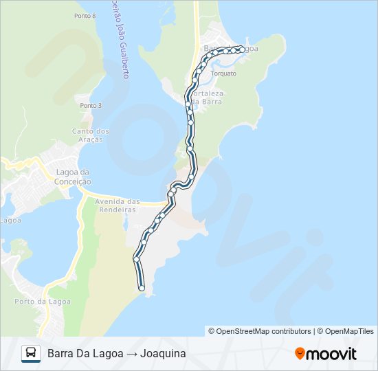 Mapa da linha 954 JOAQUINA / BARRA DA LAGOA de ônibus