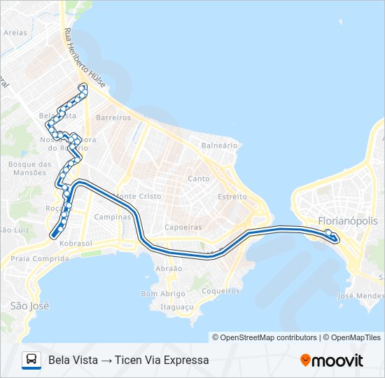 Mapa da linha 43101 BELA VISTA VIA FLORESTA de ônibus