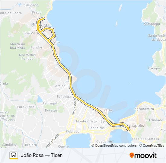 Mapa da linha 76405 EXECUTIVO PRAIA JOÃO ROSA de ônibus