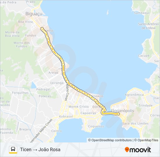 Mapa da linha 76405 EXECUTIVO PRAIA JOÃO ROSA de ônibus