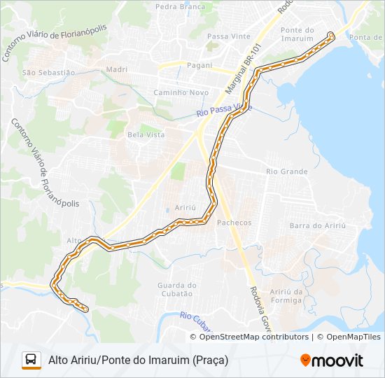 Mapa da linha 353 de ônibus