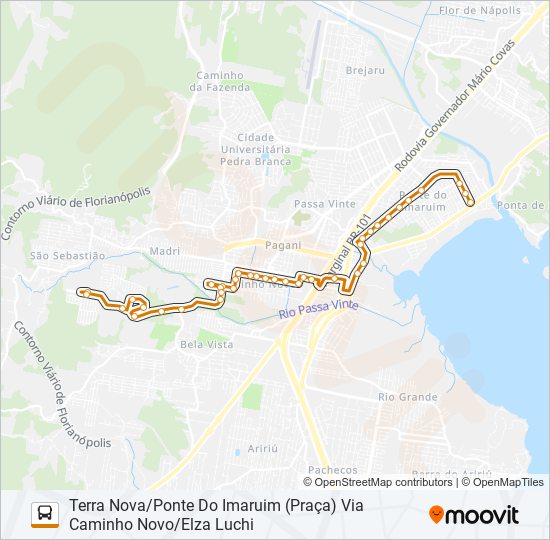 Mapa da linha 542 de ônibus