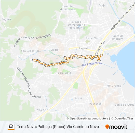 Mapa da linha 543 de ônibus