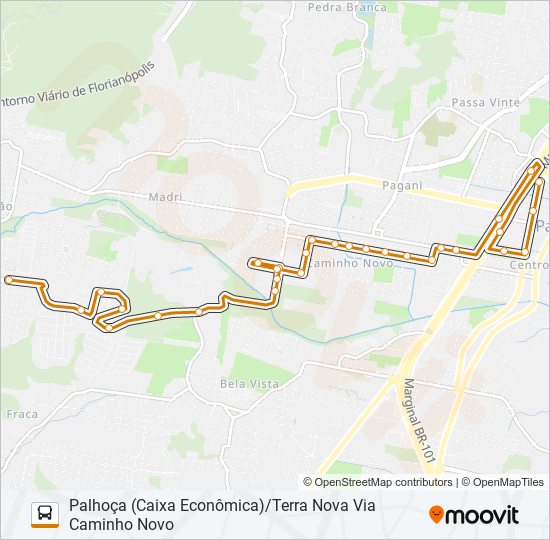 Mapa da linha 543 de ônibus