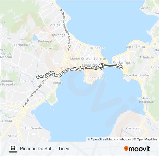 Mapa de 603 PICADAS DO SUL de autobús