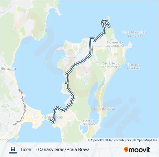 D-266 TICEN - PRAIA BRAVA VIA MAURO RAMOS Bus Line Map