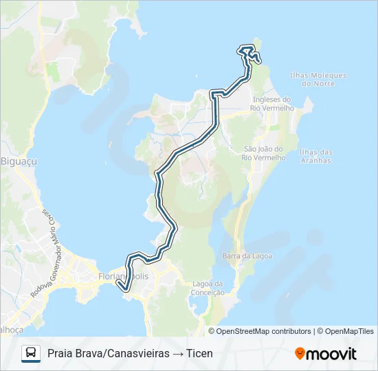 D-266 TICEN - PRAIA BRAVA VIA MAURO RAMOS Bus Line Map