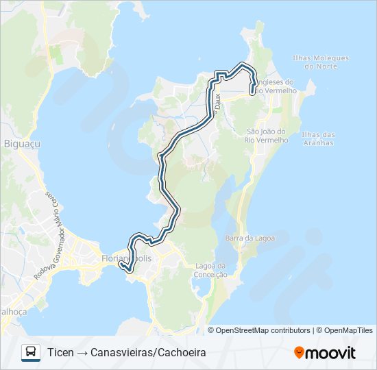 Mapa de D-260 TICEN - CACHOEIRA DO BOM JESUS VIA MAURO RAMOS de autobús