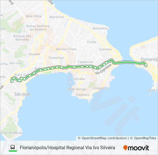 Mapa da linha 2020 de ônibus