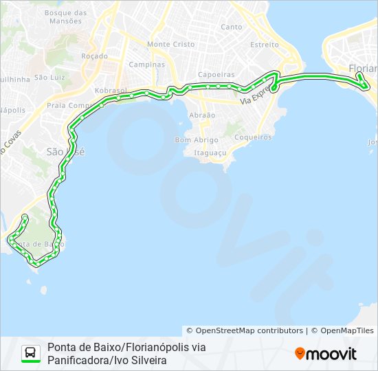 Mapa da linha 2030 de ônibus