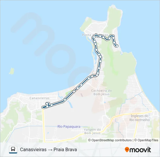 291 CIRCULAR CANASVIEIRAS / PRAIA BRAVA Bus Line Map