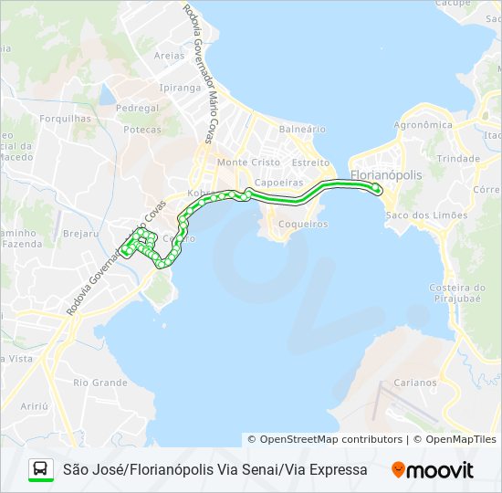 Mapa da linha 6340 de ônibus