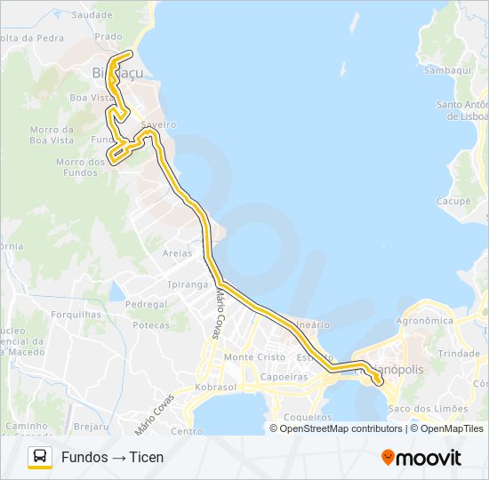 Mapa da linha 76404 EXECUTIVO BIGUAÇU VIA FUNDOS de ônibus