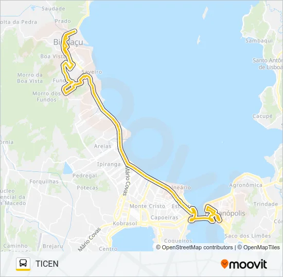 76404 EXECUTIVO BIGUAÇU VIA FUNDOS Bus Line Map