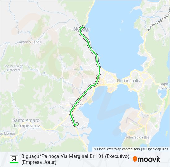 Mapa da linha 1333 de ônibus