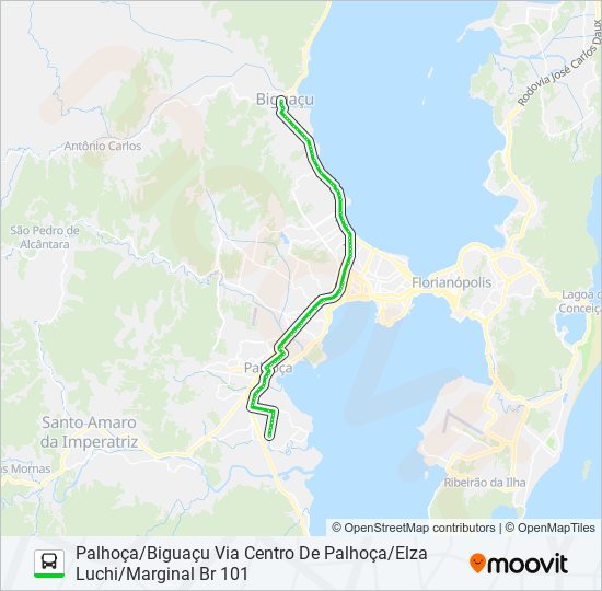 Mapa da linha 1332 de ônibus