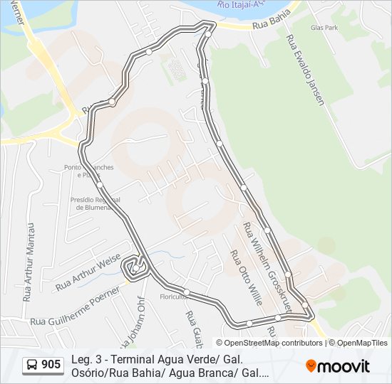 Mapa de 905 de autobús