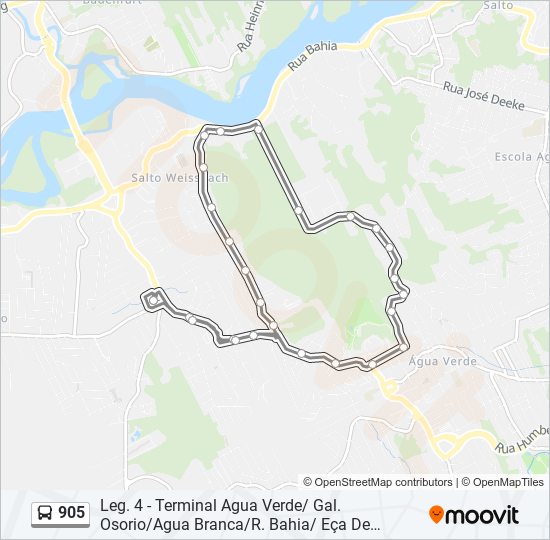 Mapa de 905 de autobús