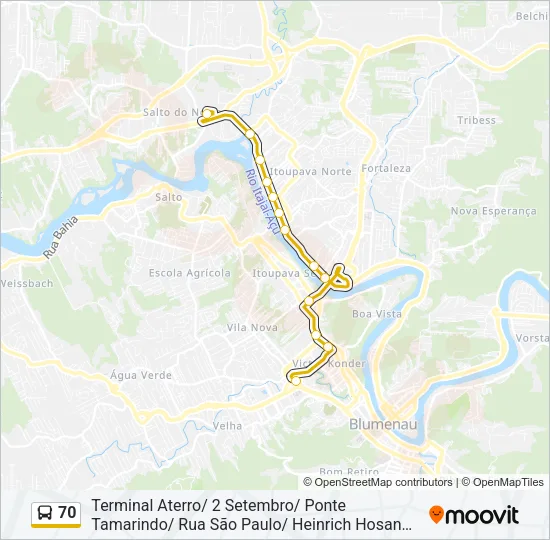 70 Bus Line Map