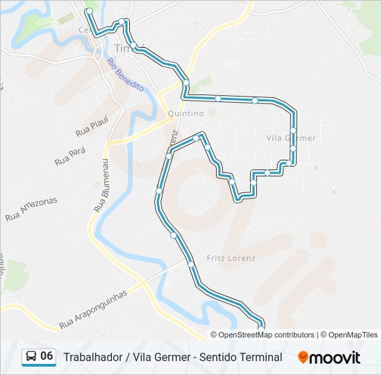 Mapa da linha 06 de ônibus