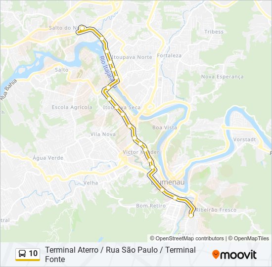 Mapa da linha 10 de ônibus