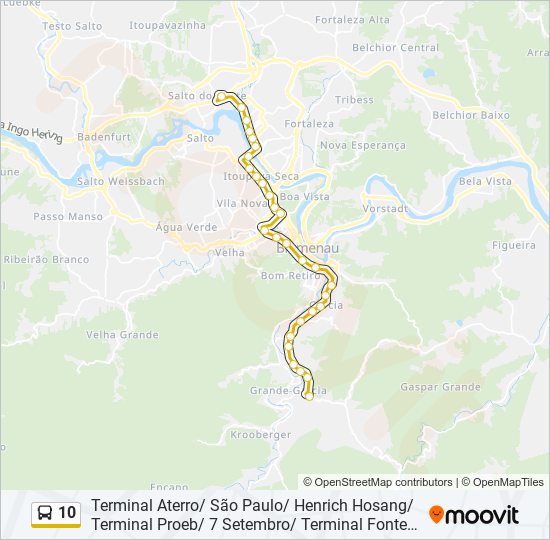 Mapa da linha 10 de ônibus