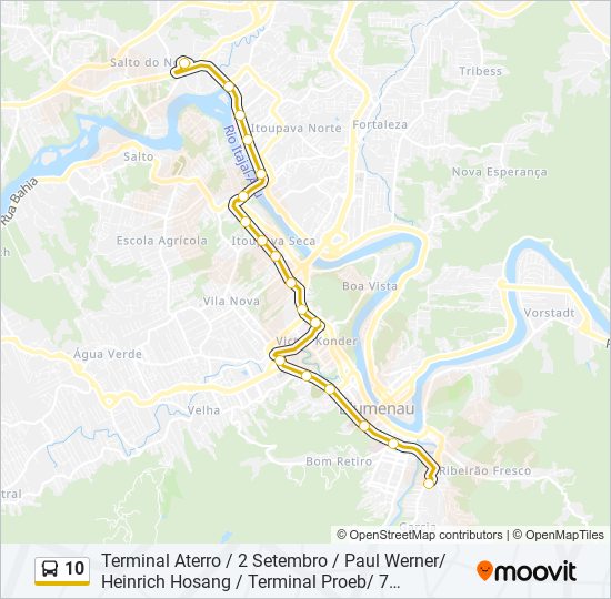 Mapa da linha 10 de ônibus