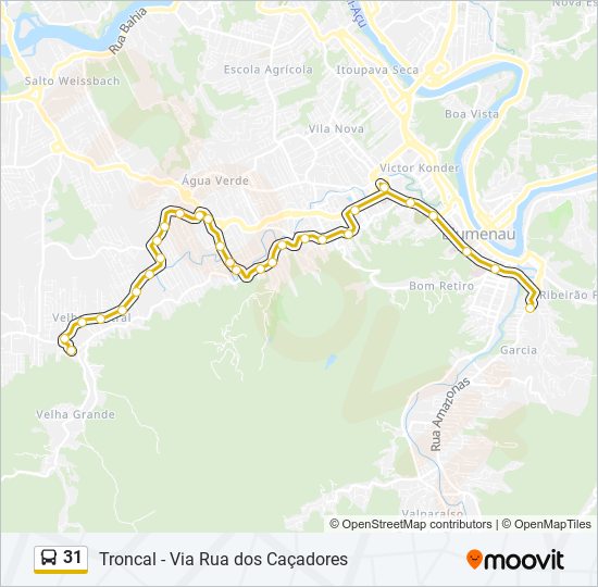 Mapa da linha 31 de ônibus