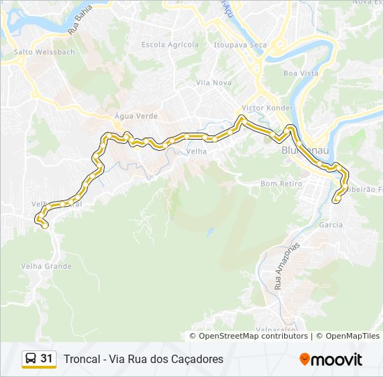 Mapa da linha 31 de ônibus