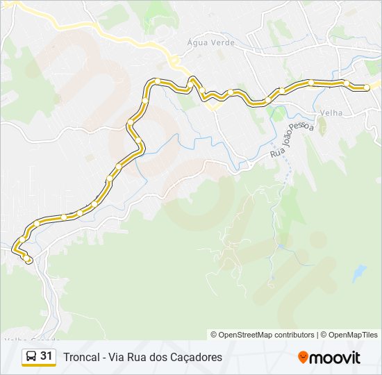 Mapa da linha 31 de ônibus