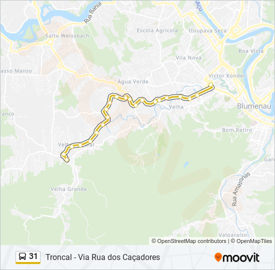 Mapa da linha 31 de ônibus