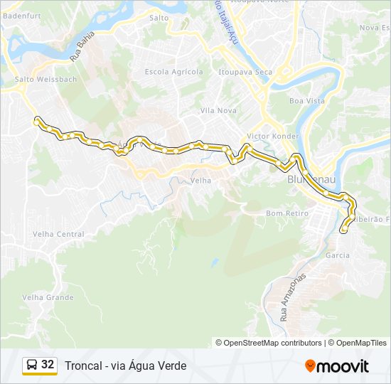 Mapa da linha 32 de ônibus