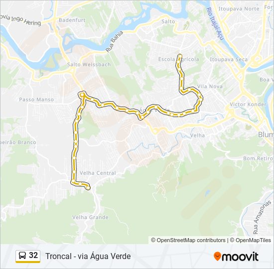 Mapa da linha 32 de ônibus