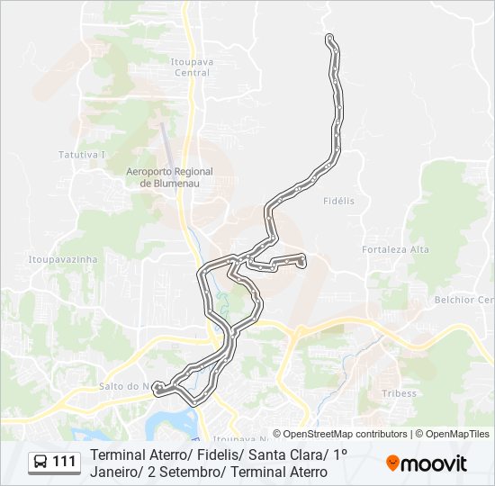 Mapa da linha 111 de ônibus